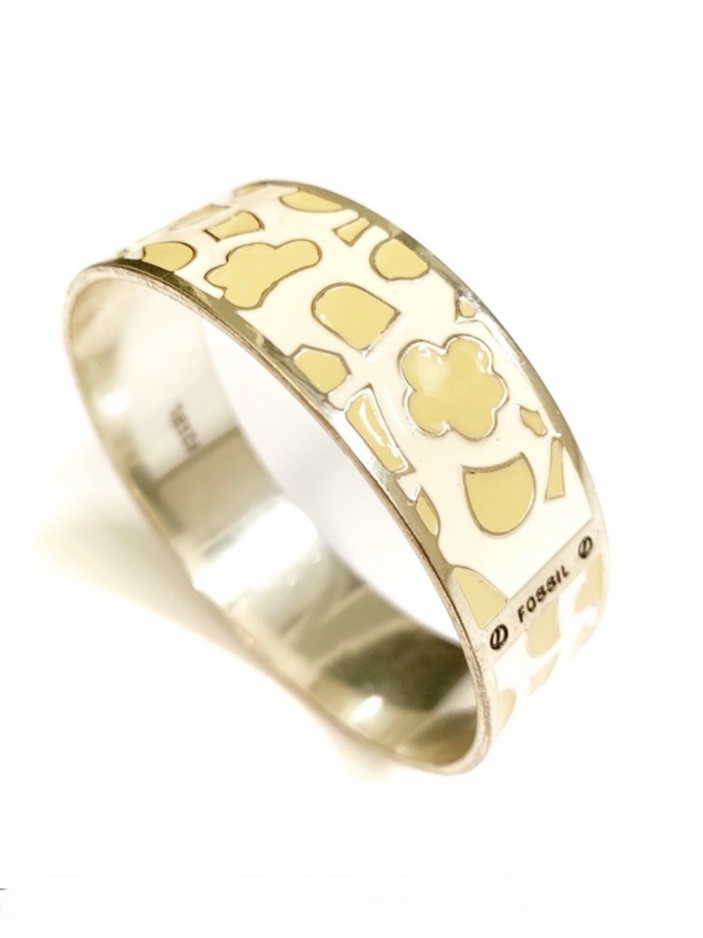 Fossil Yellow Abstract Gold Tone Bangle Bracelet
